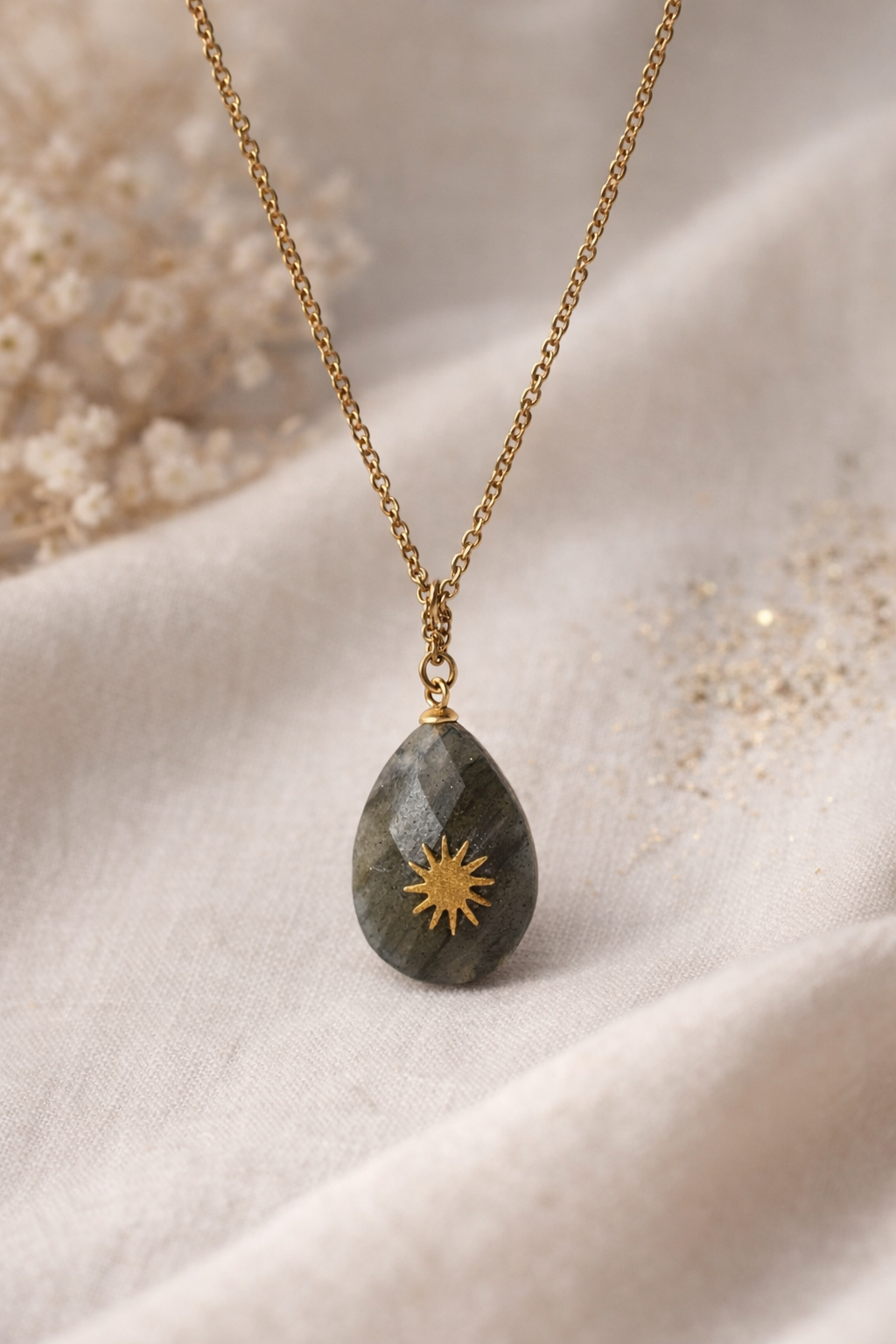 Collier Labradorite & Soleil Doré
