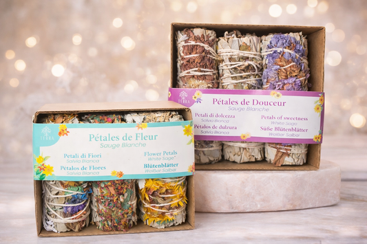 Coffret sauge blanche aux pétales de rose | purification et douceur énergétique